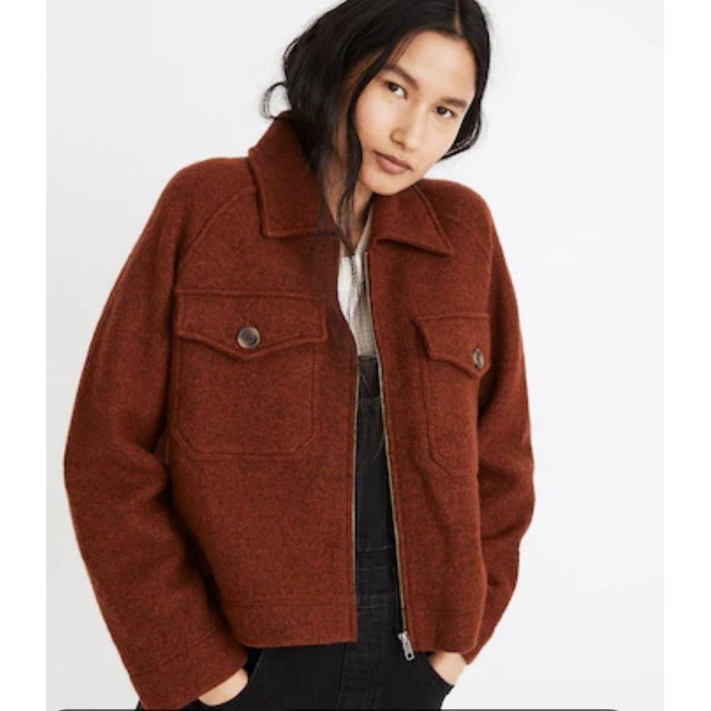 Womens Madewell Johnsonville 100% Merino Wool Full Zip Sweater Jacket